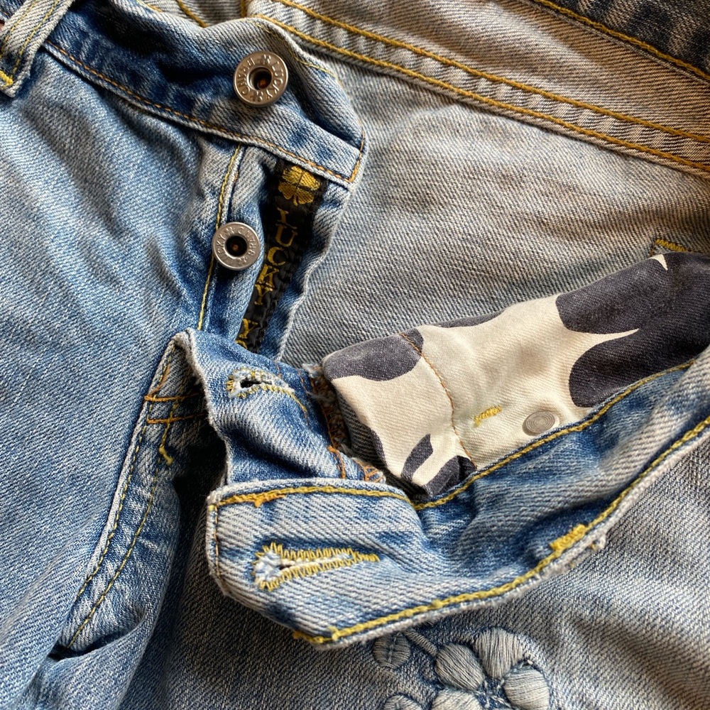 Lucky Brand Blue Floral Embroidered Flare Jeans - Picture 3 of 7